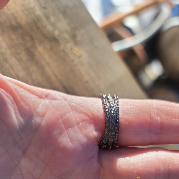 HUGE 16k biased diamond cut Natural Lemon Quarts Sterling & Rhodium ring sz8.5 - Picture 10 of 12